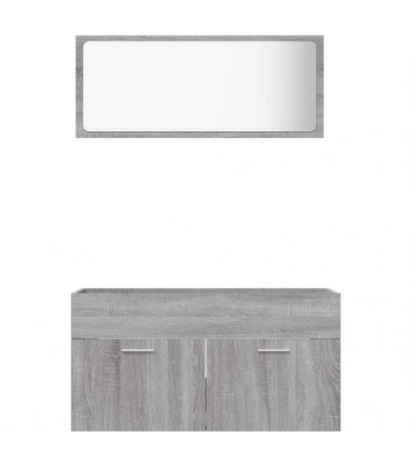 vidaXL 2 Piece Bathroom Furniture Set Grey Sonoma Engineered Wood — V0672024668