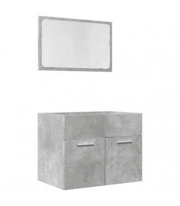 vidaXL 2 Piece Bathroom Furniture Set Concrete Grey Engineered Wood — V0672024676