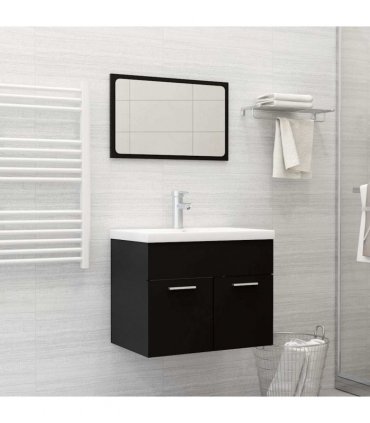 vidaXL 2 Piece Bathroom Furniture Set Black Engineered Wood