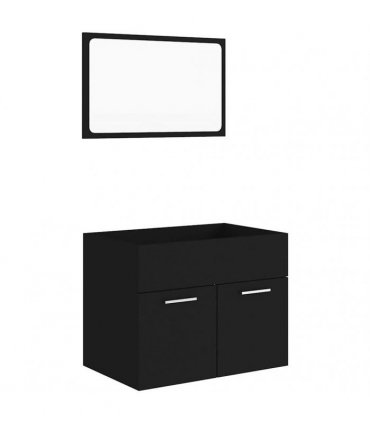 vidaXL 2 Piece Bathroom Furniture Set Black Engineered Wood