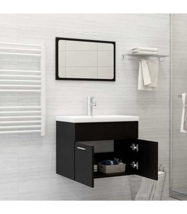 vidaXL 2 Piece Bathroom Furniture Set Black Engineered Wood