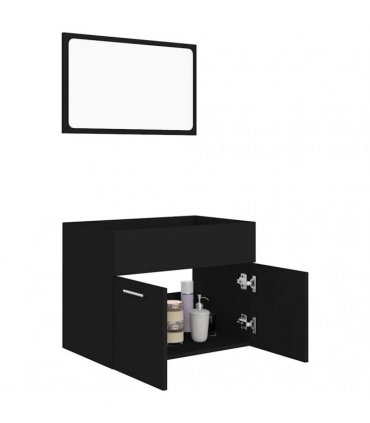 vidaXL 2 Piece Bathroom Furniture Set Black Engineered Wood
