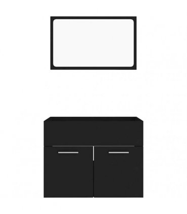 vidaXL 2 Piece Bathroom Furniture Set Black Engineered Wood
