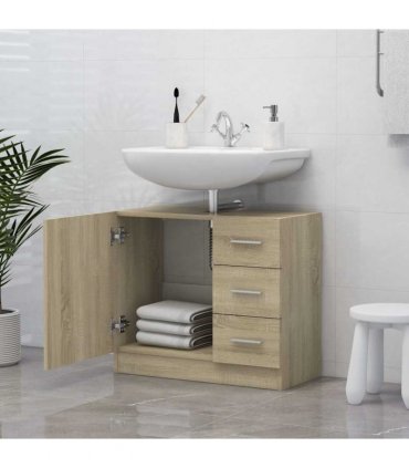 vidaXL Sink Cabinet Sonoma Oak 63x30x54 cm Engineered Wood