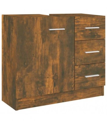 vidaXL Sink Cabinet Smoked Oak 63x30x54 cm Engineered Wood