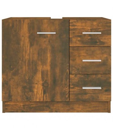 vidaXL Sink Cabinet Smoked Oak 63x30x54 cm Engineered Wood