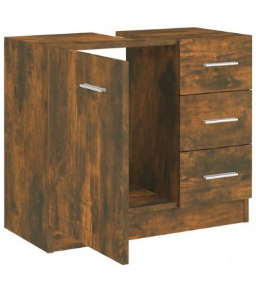 vidaXL Sink Cabinet Smoked Oak 63x30x54 cm Engineered Wood