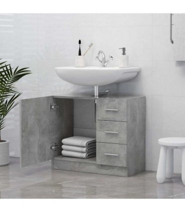 vidaXL Sink Cabinet Concrete Grey 63x30x54 cm Engineered Wood