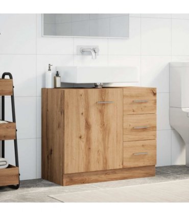 vidaXL Sink Cabinet Artisian Oak 63x30x54 cm Engineered Wood — Colour: artisan oak