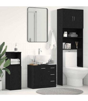 vidaXL Sink Cabinet Black Oak 63x30x54 cm Engineered Wood