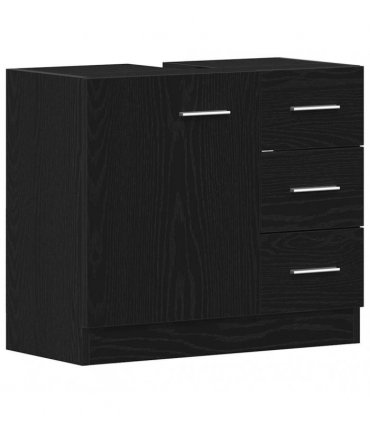 vidaXL Sink Cabinet Black Oak 63x30x54 cm Engineered Wood