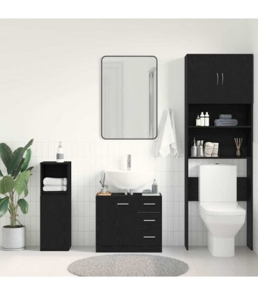 vidaXL Sink Cabinet Black Oak 63x30x54 cm Engineered Wood