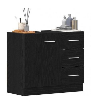 vidaXL Sink Cabinet Black Oak 63x30x54 cm Engineered Wood