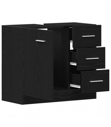 vidaXL Sink Cabinet Black Oak 63x30x54 cm Engineered Wood