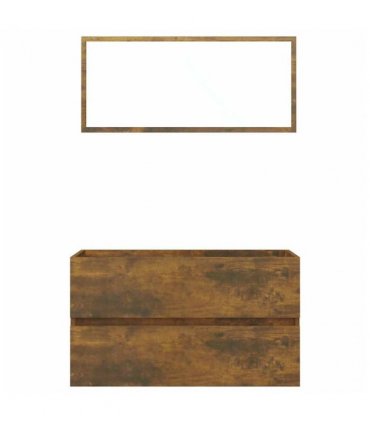 vidaXL 2 Piece Bathroom Furniture Set Smoked Oak Engineered Wood — V0672024718