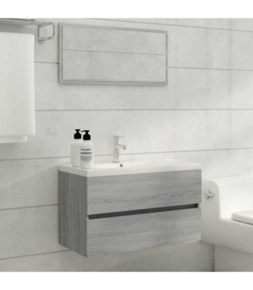 vidaXL 2 Piece Bathroom Furniture Set Grey Sonoma Engineered Wood — V0672024723