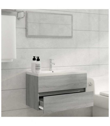 vidaXL 2 Piece Bathroom Furniture Set Grey Sonoma Engineered Wood — V0672024723