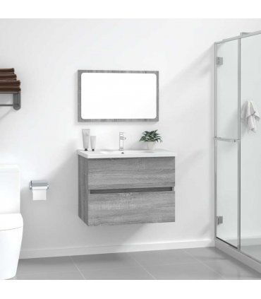 vidaXL 2 Piece Bathroom Furniture Set Grey Sonoma Engineered Wood — V0672024732