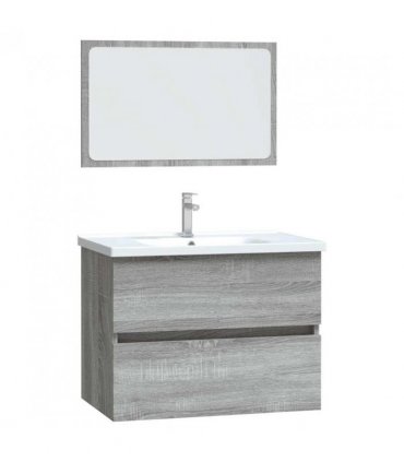 vidaXL 2 Piece Bathroom Furniture Set Grey Sonoma Engineered Wood — V0672024732