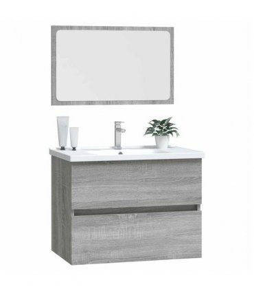 vidaXL 2 Piece Bathroom Furniture Set Grey Sonoma Engineered Wood — V0672024732