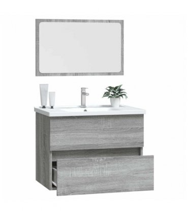 vidaXL 2 Piece Bathroom Furniture Set Grey Sonoma Engineered Wood — V0672024732