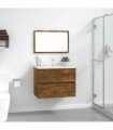 vidaXL 2 Piece Bathroom Furniture Set Smoked Oak Engineered Wood — V0672024733