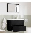 vidaXL Bathroom Furniture Set with Drawer Wall-mounted 2 pcs Black Oak