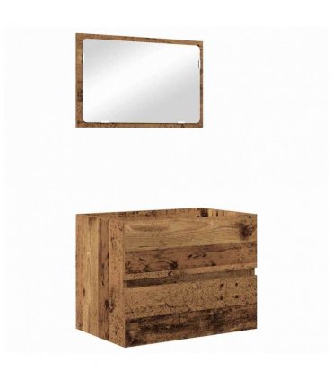 vidaXL Bathroom Furniture Set 2 pcs Old Wood Engineered Wood and Metal — V0672024737