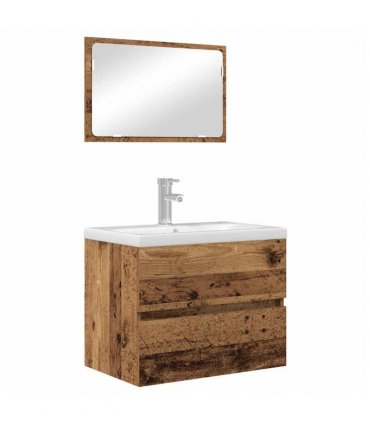 vidaXL Bathroom Furniture Set 2 pcs Old Wood Engineered Wood and Metal — V0672024737