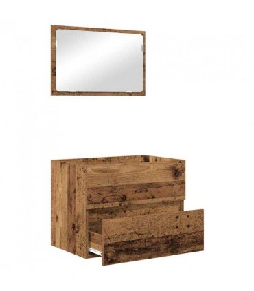 vidaXL Bathroom Furniture Set 2 pcs Old Wood Engineered Wood and Metal — V0672024737