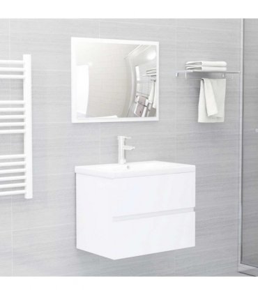 vidaXL 2 Piece Bathroom Furniture Set White Engineered Wood