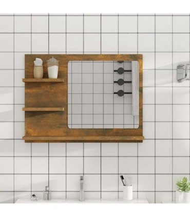 vidaXL Bathroom Mirror Smoked Oak 60x10.5x45 cm Engineered Wood