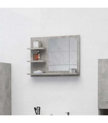 vidaXL Bathroom Mirror Concrete Grey 60x10.5x45 cm Engineered Wood