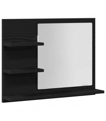 vidaXL Bathroom Mirror Black Oak 60x10.5x45 cm Engineered Wood