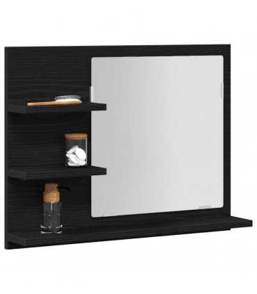 vidaXL Bathroom Mirror Black Oak 60x10.5x45 cm Engineered Wood