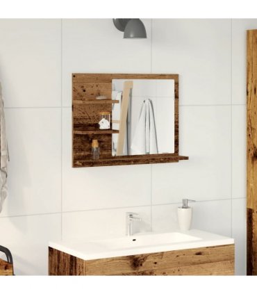 vidaXL Bathroom Mirror Cabinet Old Wood 60x10.5x45 cm