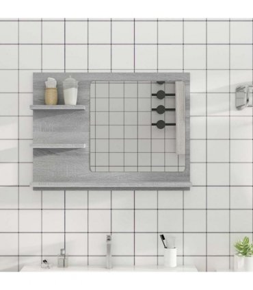 vidaXL Bathroom Mirror Grey Sonoma 60x10.5x45 cm Engineered Wood
