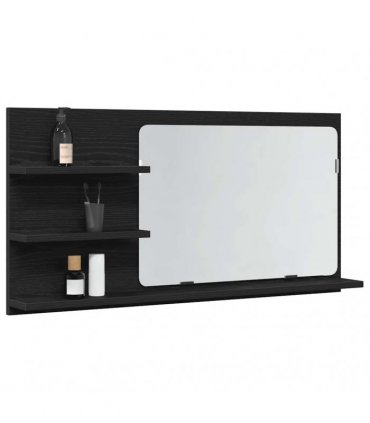 vidaXL Bathroom Mirror Cabinet Black Oak 90x11x45 cm Engineered Wood