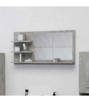 vidaXL Bathroom Mirror Concrete Grey 90x10.5x45 cm Engineered Wood