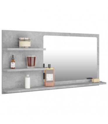 vidaXL Bathroom Mirror Concrete Grey 90x10.5x45 cm Engineered Wood