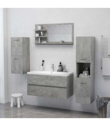vidaXL Bathroom Mirror Concrete Grey 90x10.5x45 cm Engineered Wood
