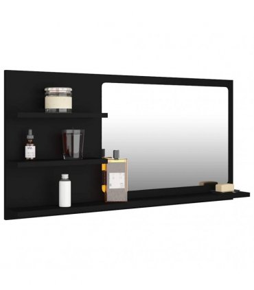 vidaXL Bathroom Mirror Black 90x10.5x45 cm Engineered Wood