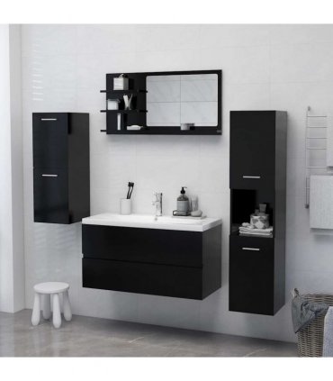 vidaXL Bathroom Mirror Black 90x10.5x45 cm Engineered Wood