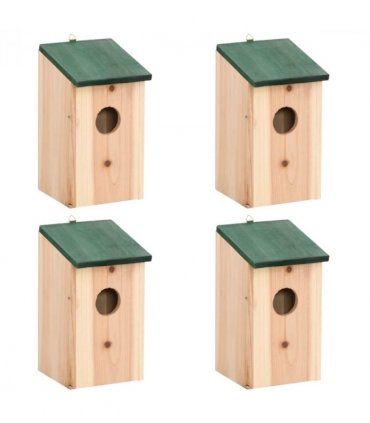 vidaXL Bird House | Wood with Green Roof | Solid Pine Wood | 12 x 12 x 22 cm — Size: 12x12x22 cm