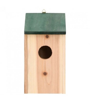 vidaXL Bird House | Wood with Green Roof | Solid Pine Wood | 12 x 12 x 22 cm — Size: 12x12x22 cm
