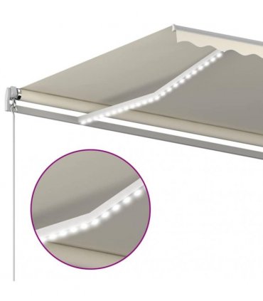 vidaXL Retractable Awning | Cream, White — Size: 500 x 300 cm, Model: with white frame