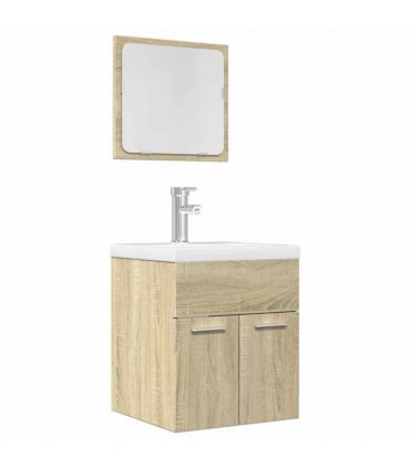 vidaXL 2 Piece Bathroom Furniture Set Sonoma Oak Engineered Wood — V0672024895