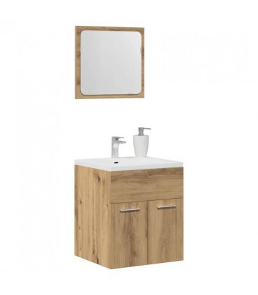 vidaXL 2 Piece Bathroom Furniture Set Artisan Oak Engineered Wood — V0672024897