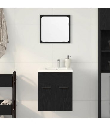 vidaXL 2 Piece Bathroom Furniture Set Black Oak Engineered Wood