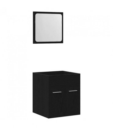 vidaXL 2 Piece Bathroom Furniture Set Black Oak Engineered Wood